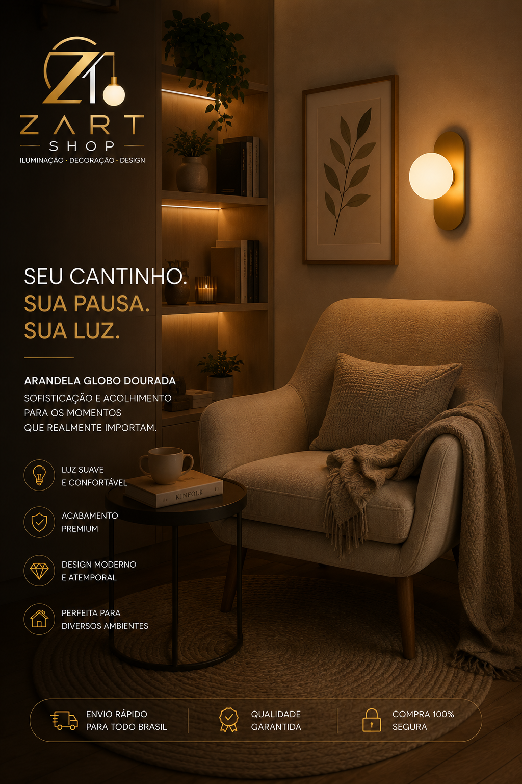 Iluminação em espaço de leitura